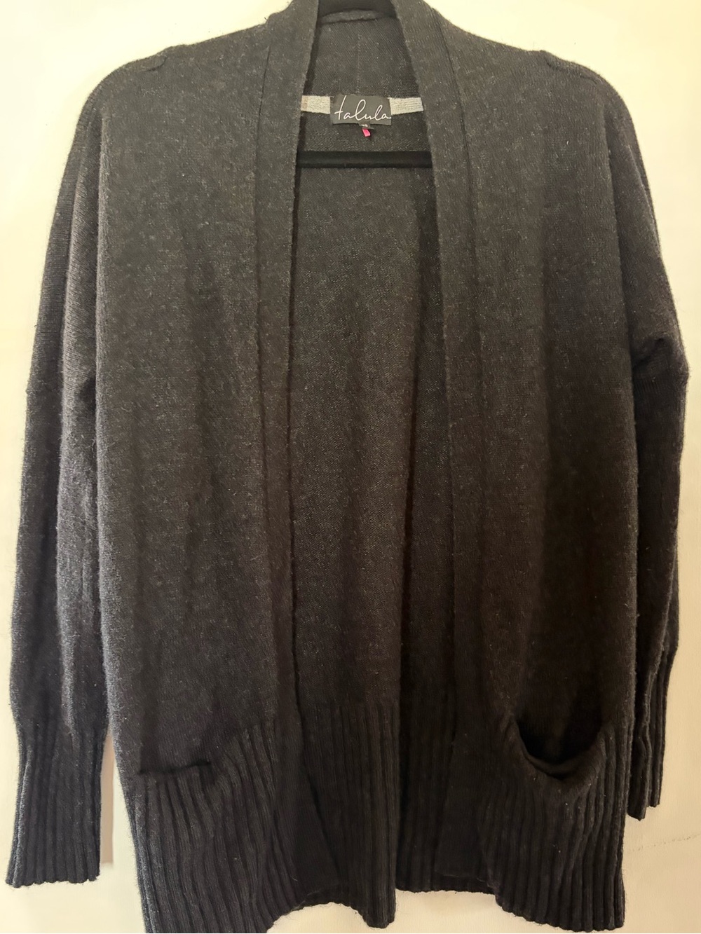 Aritzia Talula Black Open-Front Pocket Sweater Cardigan XS